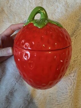 Martha Stewart Red and Green Strawberry Ceramic Canister